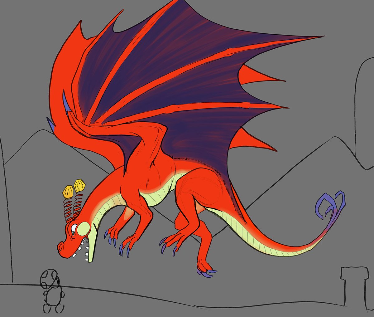 PredatoriaED's tweet photo. I decided to replay Paper Mario 1000 Year Door, and forgot there was a dragon in the game named Hooktail.  I drew her for today's dragon practice. https://t.co/6IP2Njdbq8