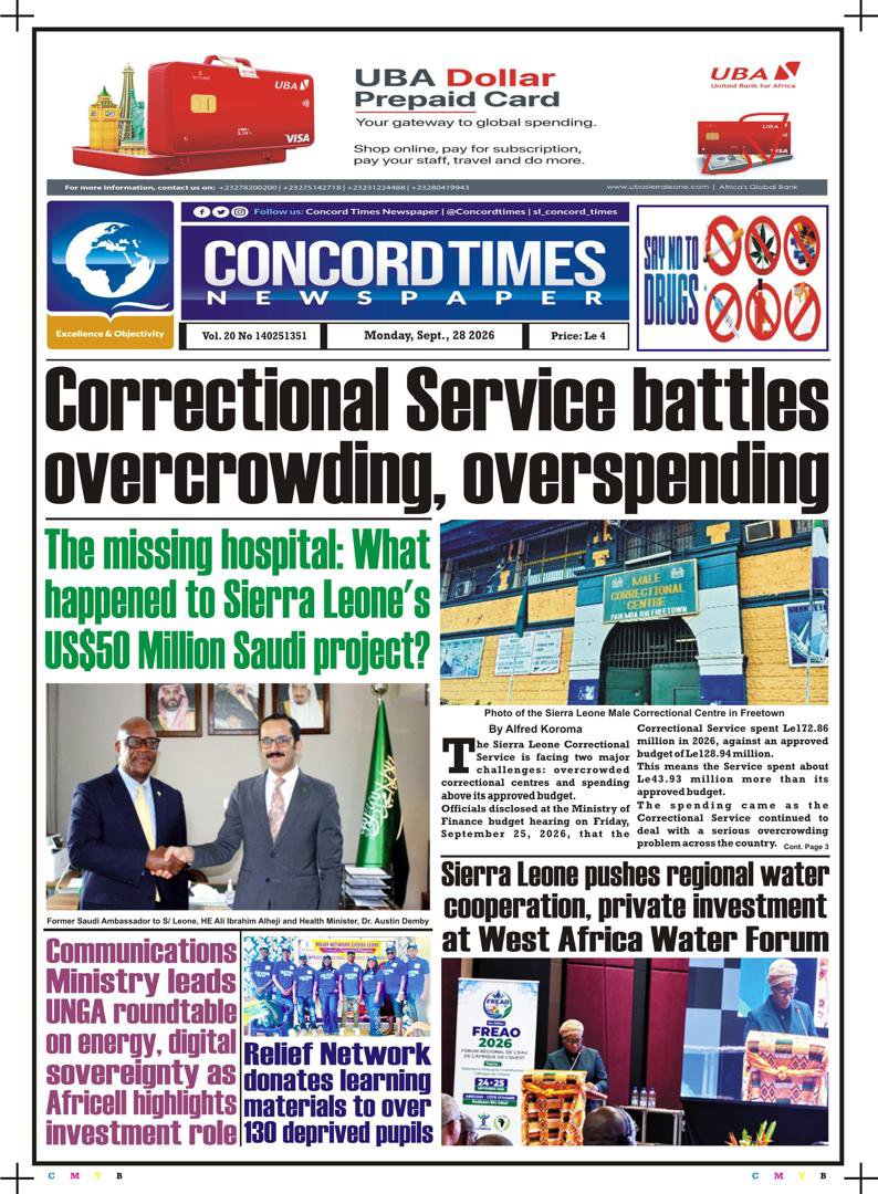 Concordtimes's tweet photo. September 28 - Headlines
#BreakingNews #Freetown #MamaSalone #SaloneTwitter https://t.co/XGlErEKmWD