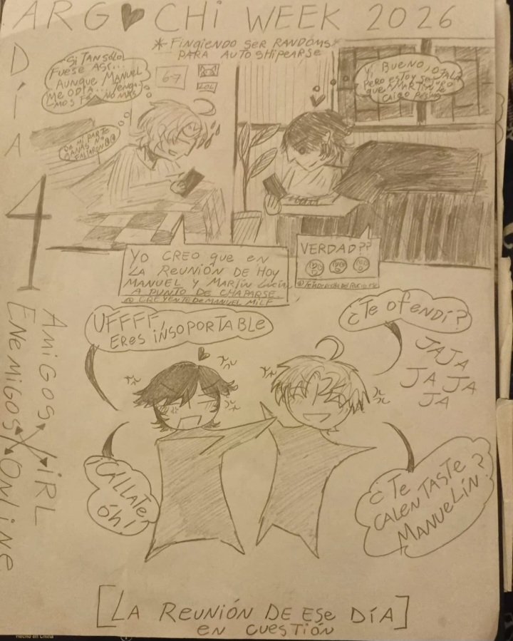 SoloAllertse64's tweet photo. Holaaa, al trabajito de hoy le puse harto empeño, es de un AU que estuve pensándolo harto. ^^

Día 4: amigos online, enemigos IRL #argchiweek2026

#argchi https://t.co/oCmgtiuXhF