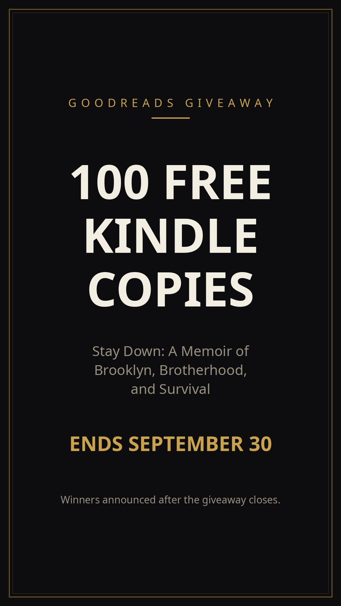 StayDownMemoir's tweet photo. 3 days left. #Goodreads is giving away 100 free Kindle copies of my memoir, Stay Down.

Stay Down: A Memoir of Brooklyn, Brotherhood, and Survival by Angel  Cordero 

https://t.co/w2yTBNJo3z

#memoir #BookGiveaway #amreading https://t.co/6tGYocd1hU