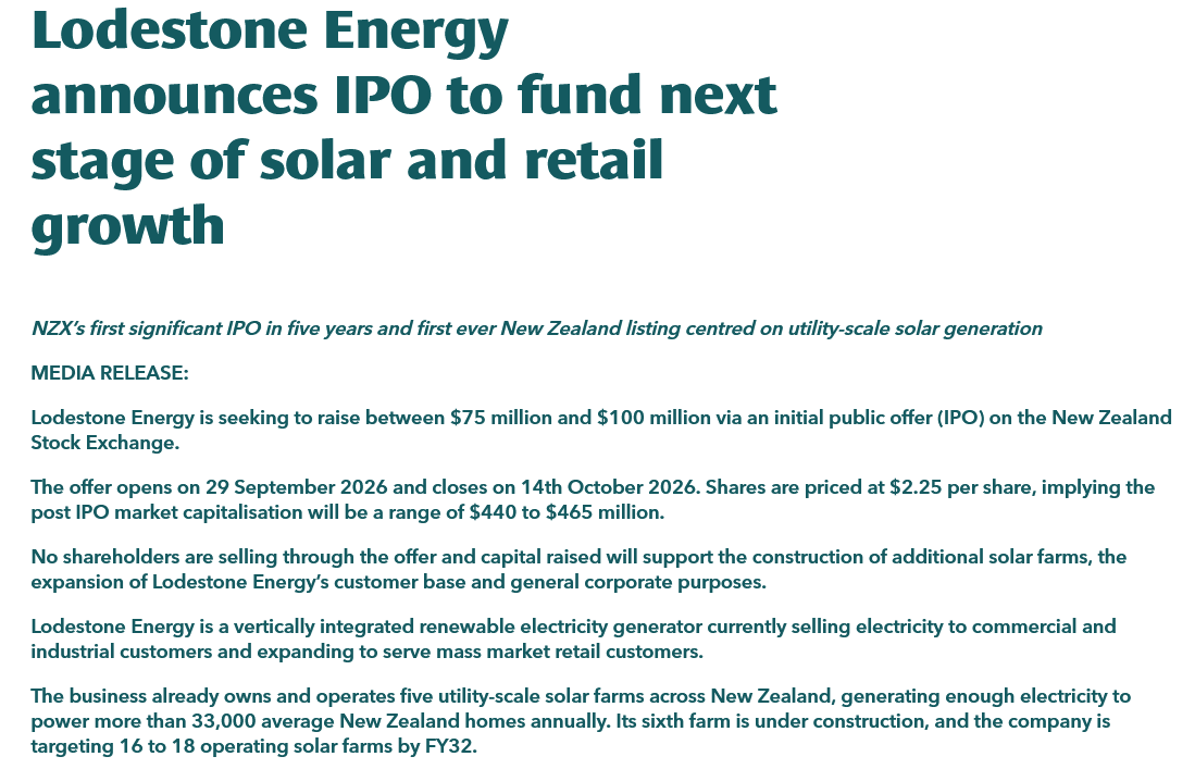 Poission51's tweet photo. Lodestone Energy announces IPO expected to raise 75 -100m$. https://t.co/0zv35ZIf7s