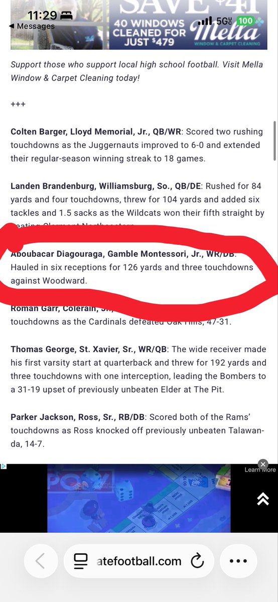 Abacar120's tweet photo. Go vote for me to be player of the week! 

https://t.co/DGxHZ957l4

(6-0 for the first time in school history)

I recorded

6 Catches
126 Total Rec Yards
3 total touchdowns
2 total sacks https://t.co/RZ472OFAY7