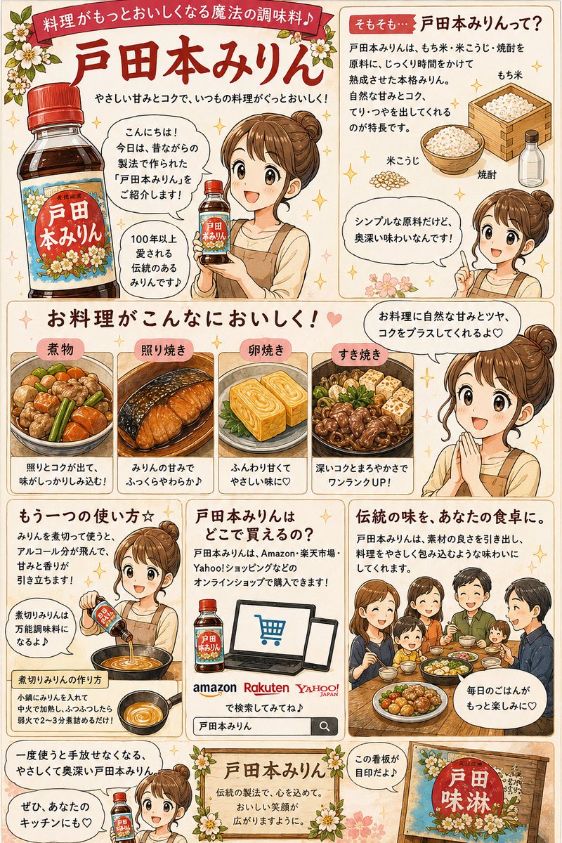 GiuliaRinpapa's tweet photo. 私は料理はカップラーメンにお湯入れるくらいしかできないので、こんな解説おこがましいのですが、ぜひ皆様の美味しい料理のひと味に加えて欲しい！
#戸田本みりん 

https://t.co/VLWIJjMTyx https://t.co/SeVn9s39Bf