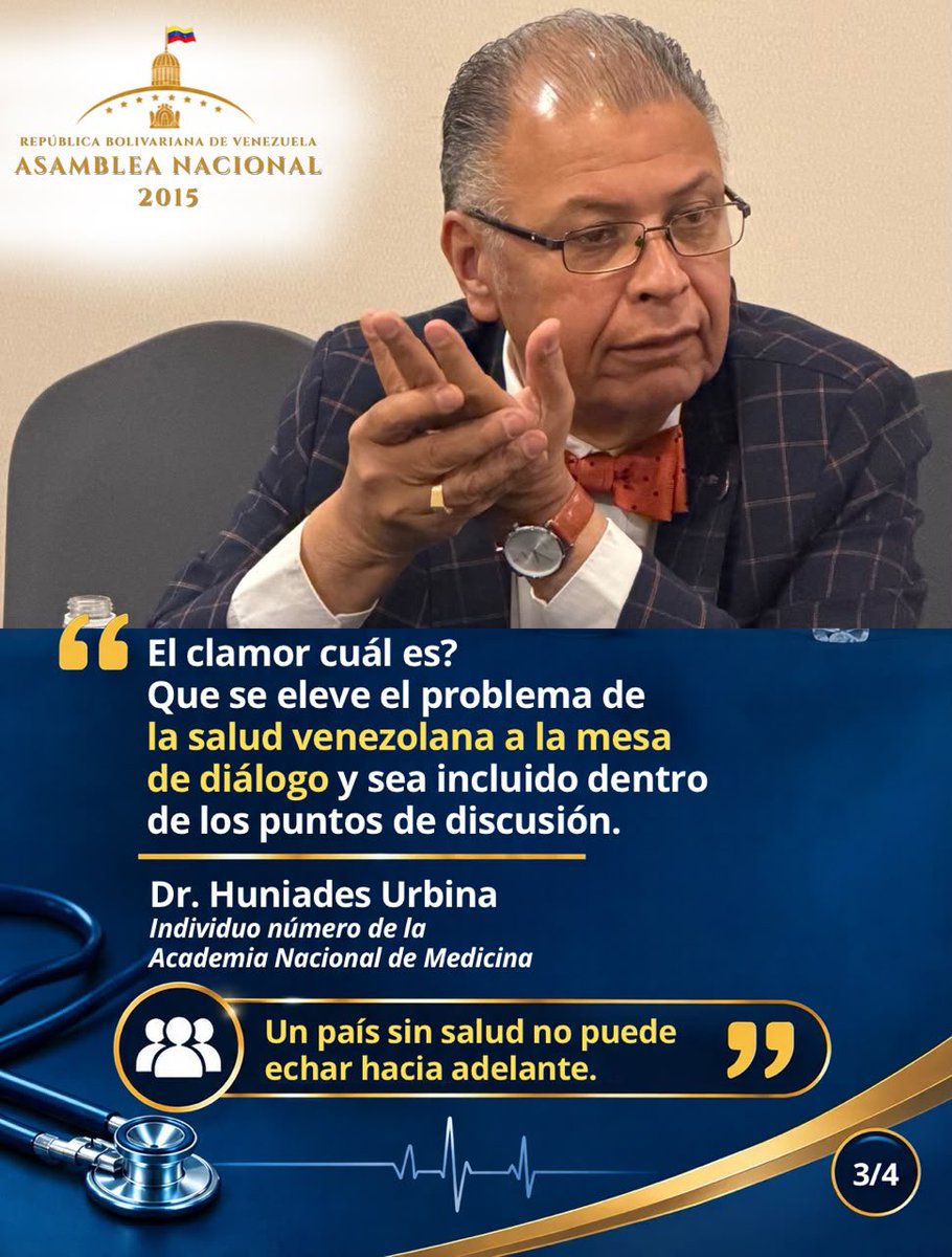 Dinorahfiguera's tweet photo. He conocido de parte de los doctores  Huníades Urbina @huniades individuo número academia nacional de medicina, Saúl Peña presidente de la sociedad venezolana de salud pública, Jaime Lorenzo director de médicos unidos por Venezuela  @MedicosUnidosVe   y el exministro de salud Rafael Orihuela @raforih indicadores muy preocupantes sobre la esperanza de vida al nacer, la disponibilidad de camas hospitalarias activas, vacunación y la nutrición de la población.

Como médica venezolana y parte de la mesa de diálogo es muy importante que se considere el tema de la salud pública en esta instancia. 

Si el TSJ y el CNE avanzan junto a las garantías políticas y civiles, el tema social y el sector salud también deben ser vinculados a este proceso de reinstitucionalización. 

Hay que crear las condiciones para que quienes han trabajado durante años en salud poblacional, materno-infantil, embarazo adolescente y vacunación nacional aporten su conocimiento a un plan de recuperación.

La salud no es un anexo. Es un factor importante para que el país pueda echar hacia adelante.