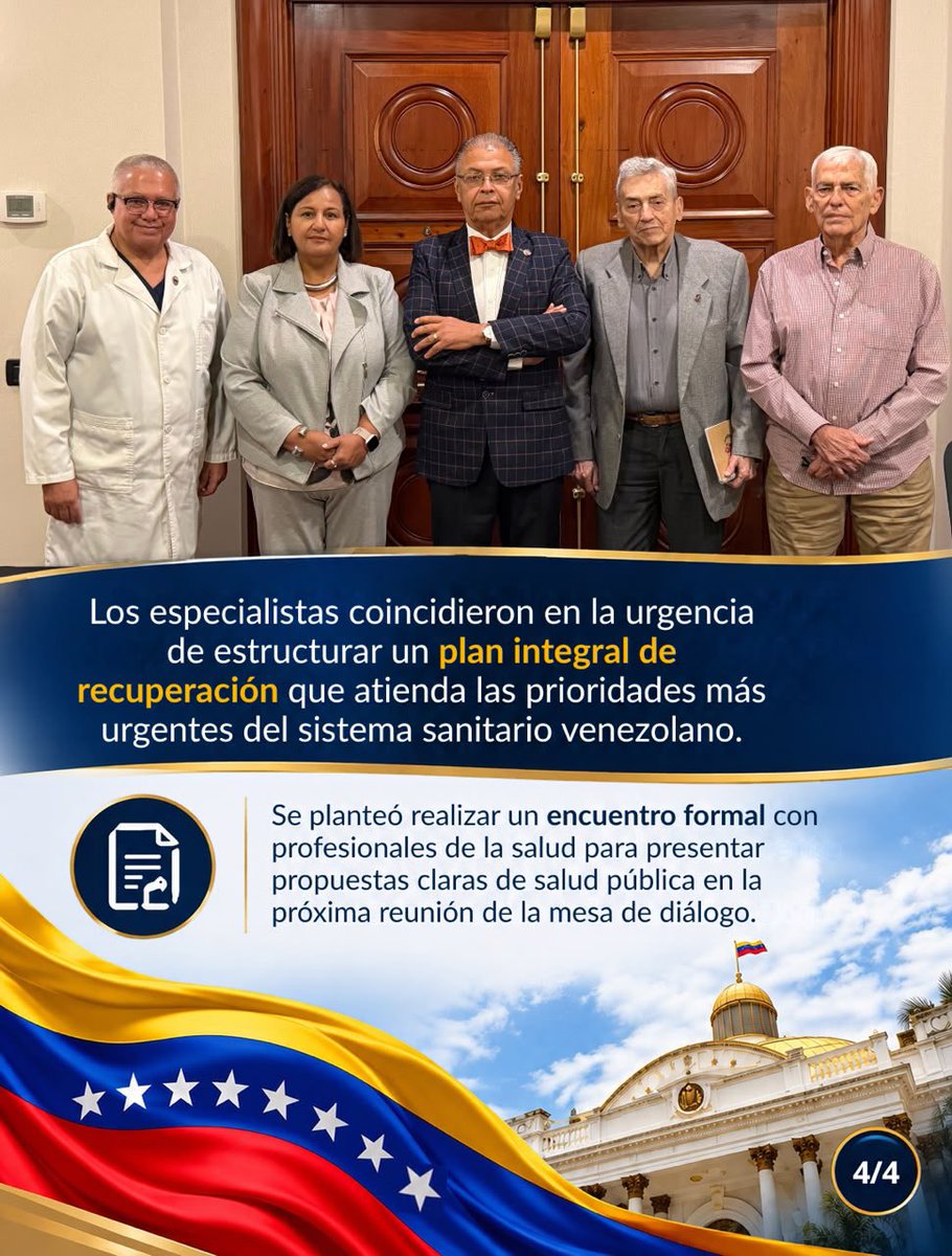 Dinorahfiguera's tweet photo. He conocido de parte de los doctores  Huníades Urbina @huniades individuo número academia nacional de medicina, Saúl Peña presidente de la sociedad venezolana de salud pública, Jaime Lorenzo director de médicos unidos por Venezuela  @MedicosUnidosVe   y el exministro de salud Rafael Orihuela @raforih indicadores muy preocupantes sobre la esperanza de vida al nacer, la disponibilidad de camas hospitalarias activas, vacunación y la nutrición de la población.

Como médica venezolana y parte de la mesa de diálogo es muy importante que se considere el tema de la salud pública en esta instancia. 

Si el TSJ y el CNE avanzan junto a las garantías políticas y civiles, el tema social y el sector salud también deben ser vinculados a este proceso de reinstitucionalización. 

Hay que crear las condiciones para que quienes han trabajado durante años en salud poblacional, materno-infantil, embarazo adolescente y vacunación nacional aporten su conocimiento a un plan de recuperación.

La salud no es un anexo. Es un factor importante para que el país pueda echar hacia adelante.