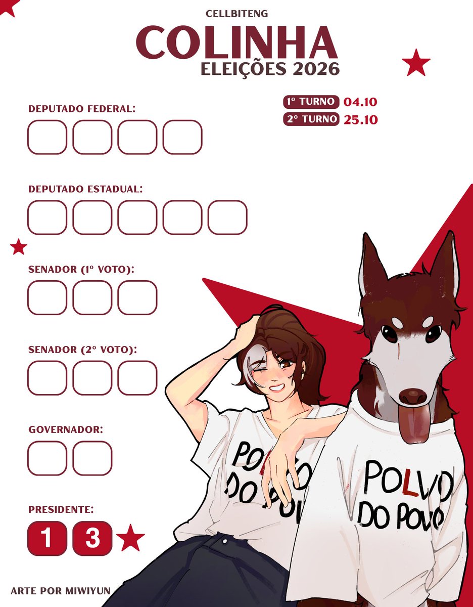 CellbitENG's tweet photo. ⭐️ FANDOMS COM LULA

Com as eleições se aproximando, o time da CellbitENG preparou colinhas para incentivar a rapazeada brasileira a votar com consciência! Não se esqueçam de preencher os campos com os números dos candidatos de vocês.

Unidos construimos um Brasil melhor e soberano. Olhos sempre abertos!