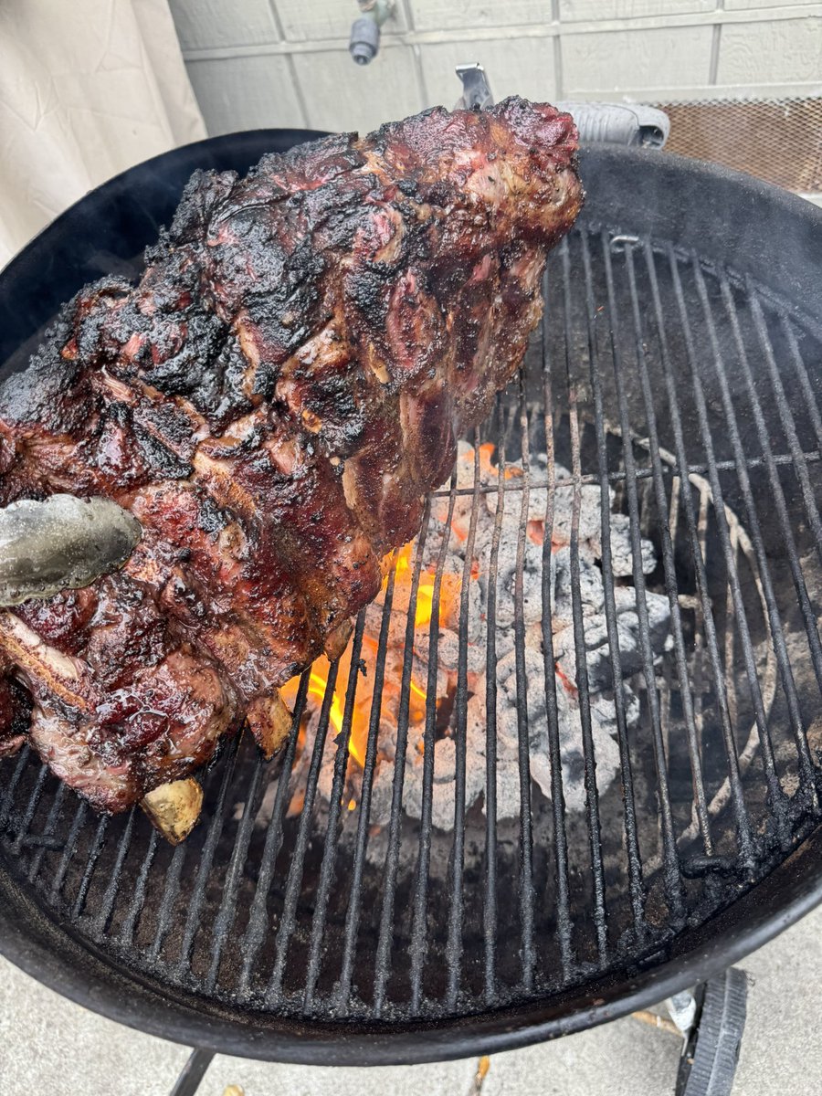 bPardini10's tweet photo. Time to rest. Beef ribs over fire: I was flipping these almost every minute https://t.co/BFiZOEYH7P