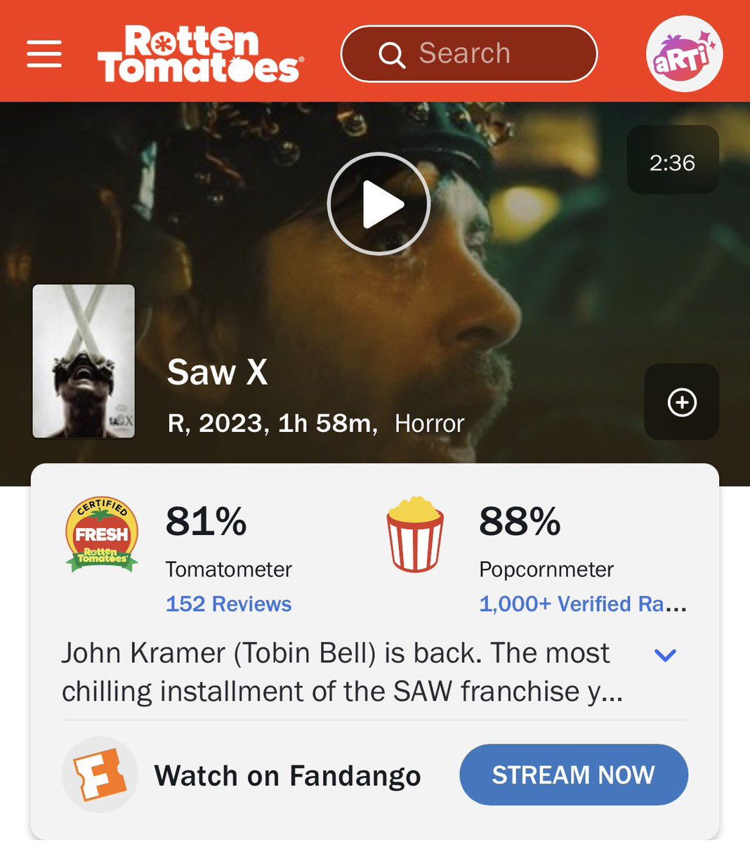 OrlandoAss4U's tweet photo. @Pyschonoob @saw_update The last film was literally the best received and reviewed of the franchise? https://t.co/CglN7xRo38
