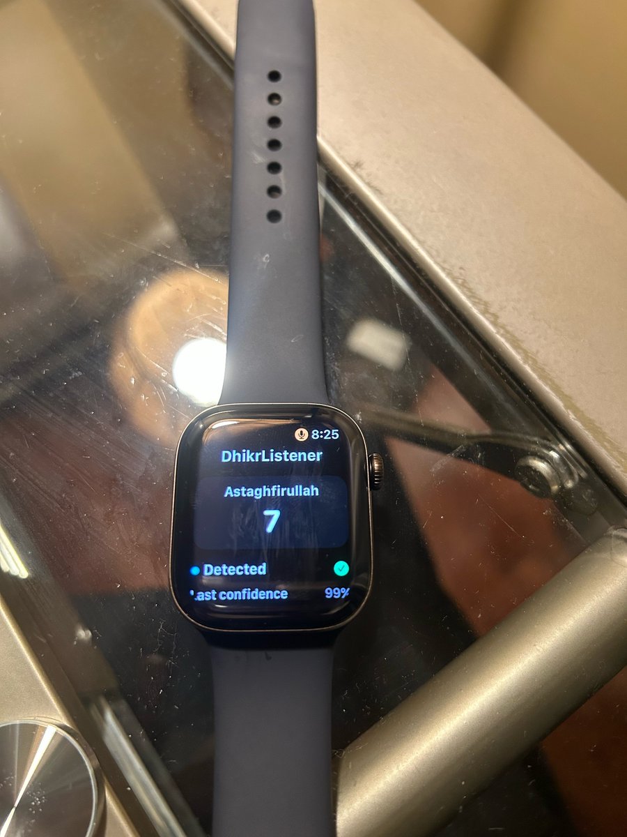 jaber_zaber's tweet photo. Built an Apple Watch app that listens for dhikr and counts each repetition using on-device ML ⌚
Still fixing some false positives and improving the model, but it’s coming together!
App Store soon, insha’Allah 🤲
#IndieDev #MachineLearning #AppleWatch #CoreML #Islam https://t.co/9BZljYbG46