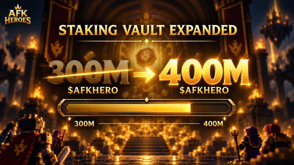 AFKHeroesXYZ's tweet photo. The staking vault just grew: 300M → 400M solana:9kwT8gUEMKQhnmc4mVb2iUAybfjzvVMM5LwffKFcpump 🏦

Everyone in the staking queue was staked first, highest bid first. New room is open now.

Stake on https://t.co/dMhcoFQakV https://t.co/tmmhNnHHLA