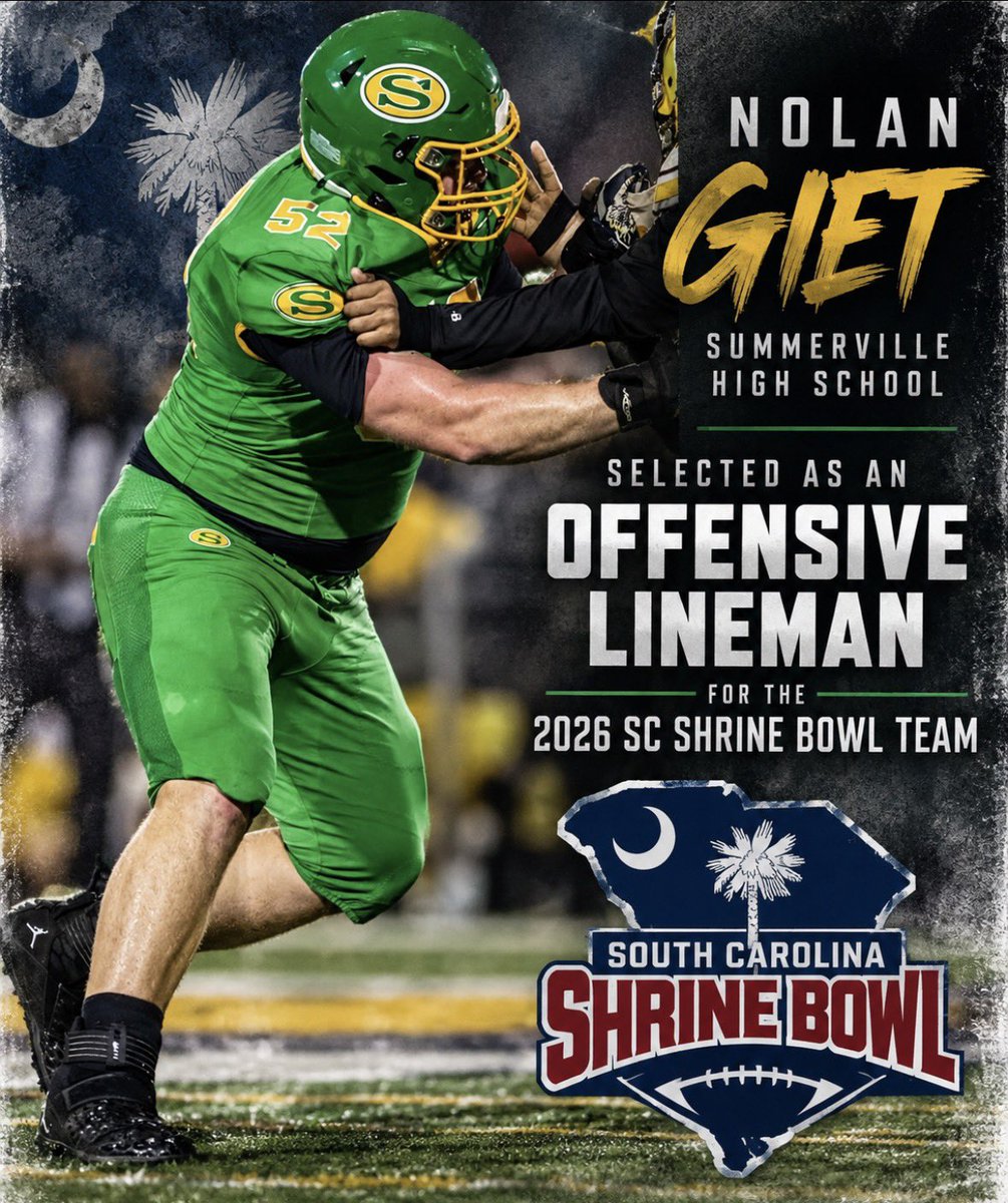 GietNolan's tweet photo. Honored to be selected for the @ShrineBowlNCSC! Thank you coaches and @SCFCA1 

@SummervilleFB @NavyFBrecruit @Jay_Guillermo57 @AnthonyZehyoue @PrepRedzoneSC @CDearing82 @iguerin @LouatTheState @SEisbergWCIV @HighSchoolBlitz @RecruitNE_GA @MovinChains @Top25PublicHSFB @843CSC https://t.co/NXzchwvcgM