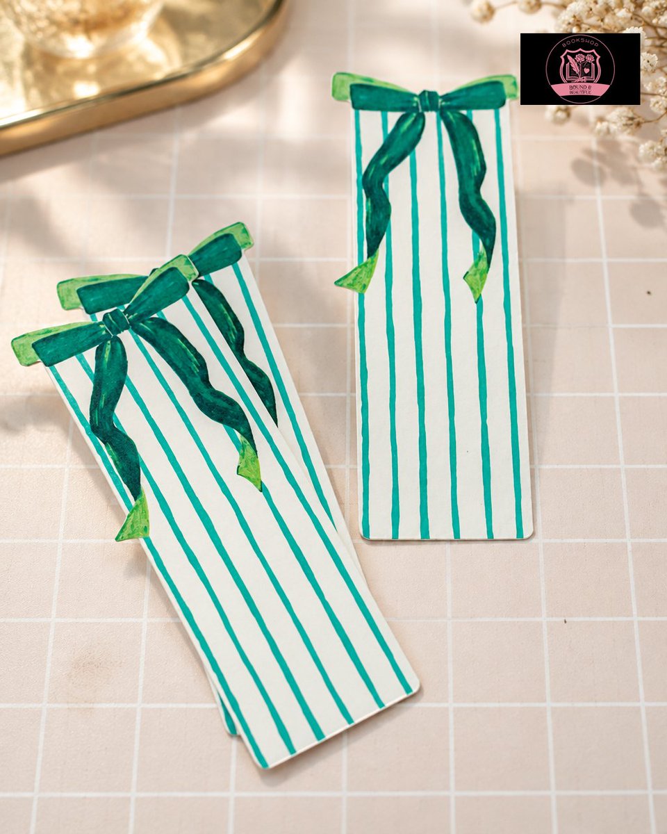BandBbookshop's tweet photo. When your page looks fancier than your life — meet the laminated bow-and-stripe bookmark that behaves better than your coffee cup. Treat your book like it deserves better. #Bookmarks #Reading Tap the link in bio. https://t.co/2BLtgZkhBL