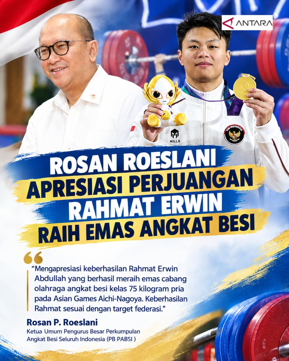 IntanPratina's tweet photo. Dukungan penuh pimpinan federasi mengiringi prestasi membanggakan Rahmat Erwin Abdullah yang berhasil memenangkan medali emas cabang angkat besi pada ajang bergengsi #RekorDuniaRahmatErwin https://t.co/XWrBfamPl4