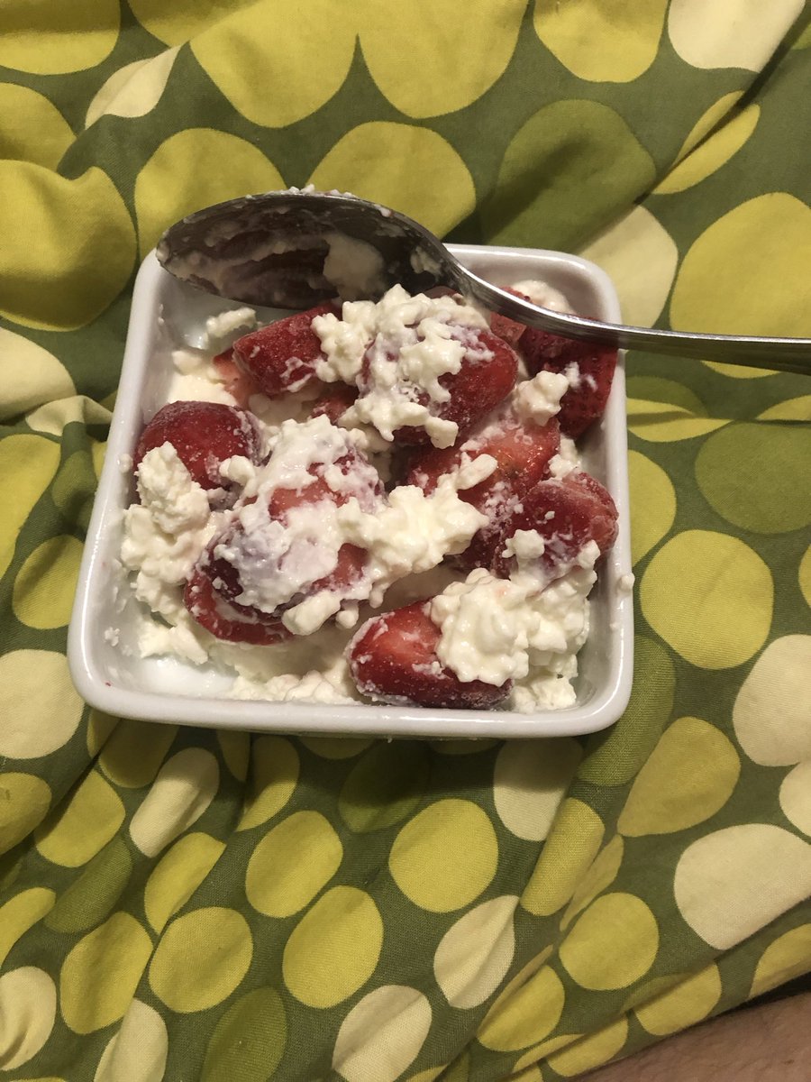 dreazy__P's tweet photo. Cottage cheese and strawberries so it’s basically 1 calorie https://t.co/LGCosUr1iD