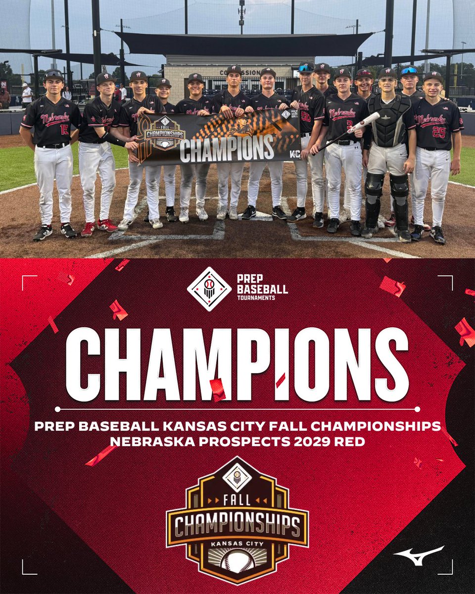 PBTKansasCity's tweet photo. 🏆CHAMPIONS🏆                 

Congratulations to the 2026 Prep Baseball KC Fall Championships 15/16u Pool A Champions, Nebraska Prospects 2029 Red!       

#PrepBaseballKC | #KCFallChampionships https://t.co/pdz3k5ElnC