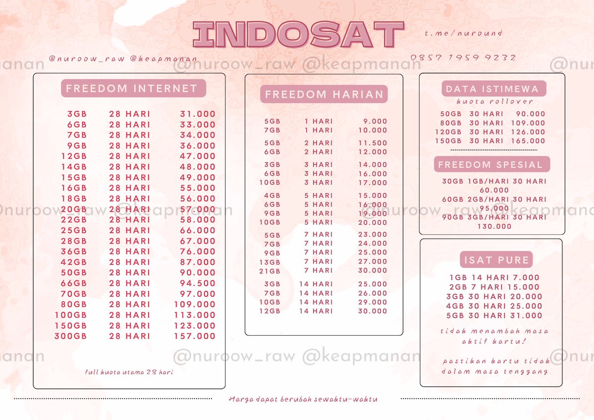 keapmanan's tweet photo. KUOTA ALL OPERATOR
Indosat, Tri, XL, Axis, Smartfren, Tsel, By.u

‼️Harga sewaktu-waktu bisa berubah. Silakan tanyakan stok &amp; harga terupdate sebelum order ya! https://t.co/tflqYjfigq