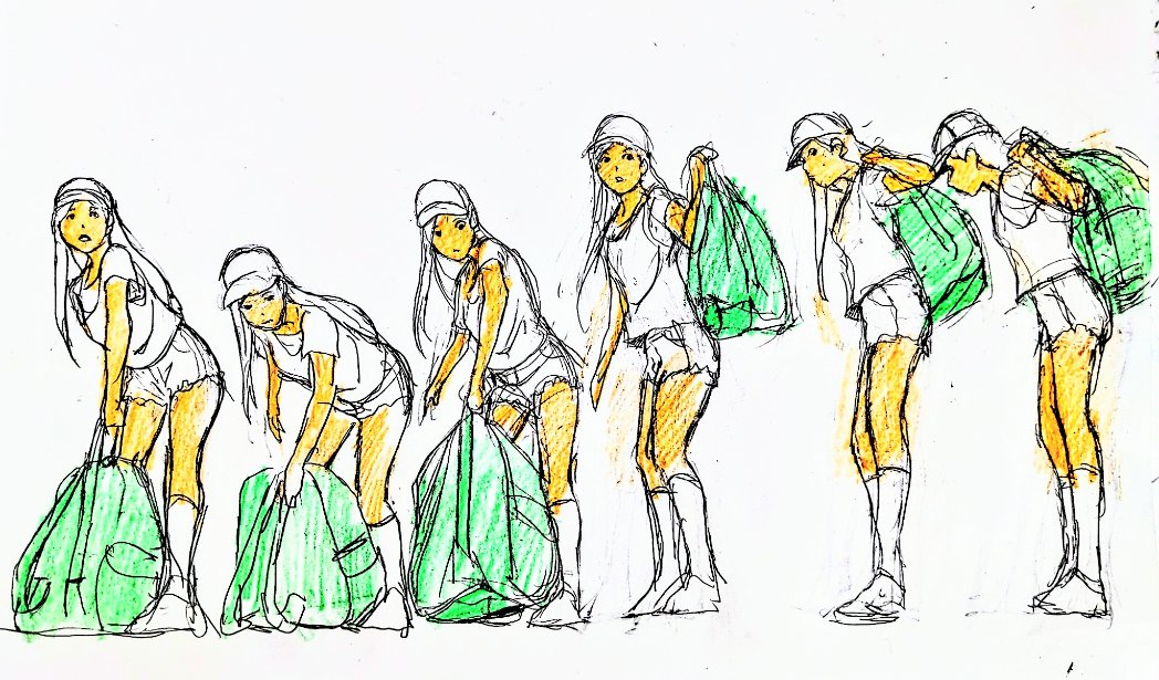 sim_kyrm's tweet photo. 一枚の絵を元絵にして角度を変えるとか、ポーズを変えるとかは、昔は新人に強く指導されたので新人の試験や課題でよく出されてました。私は不逞の新人でサボってばかりいたので同期に差をつけられました。今は昔みたいな教え方をすると犯罪になりかねないので、良い時代になりました。 https://t.co/5u8FOvQD1s