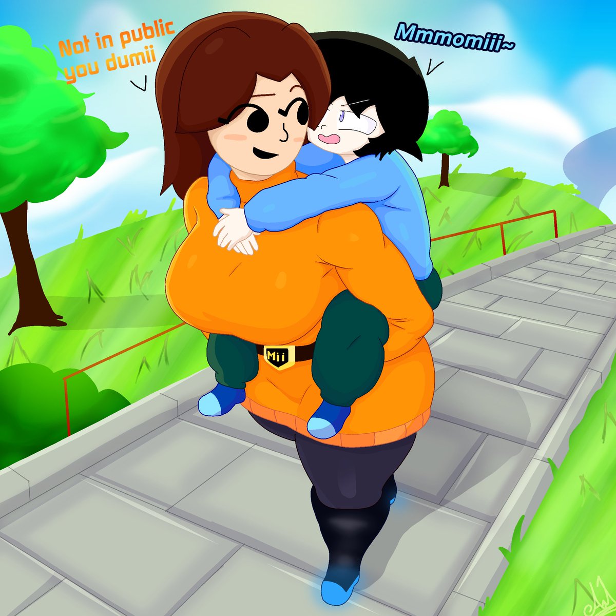 miigunnerlover's tweet photo. Mii piggyback 

#miifighter #miigunner #Miiファイター https://t.co/tnqeGVPngJ