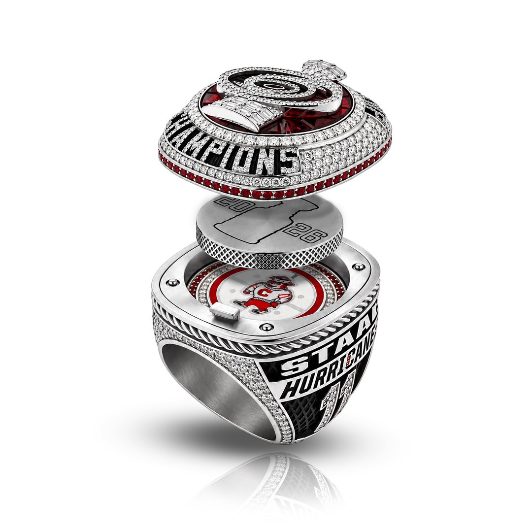 Canes's tweet photo. A full circle moment 💍

Introducing the #Canes 2026 Stanley Cup Champions ring created by Jason of Beverly Hills.

Details » https://t.co/h5D3Jau0HZ https://t.co/5qE3rUJFlG