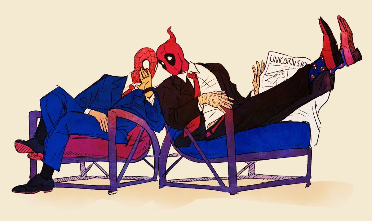 lacendeer's tweet photo. quick redraw! original in the comments #spideypool #dpsp https://t.co/SWPDIPk1pa