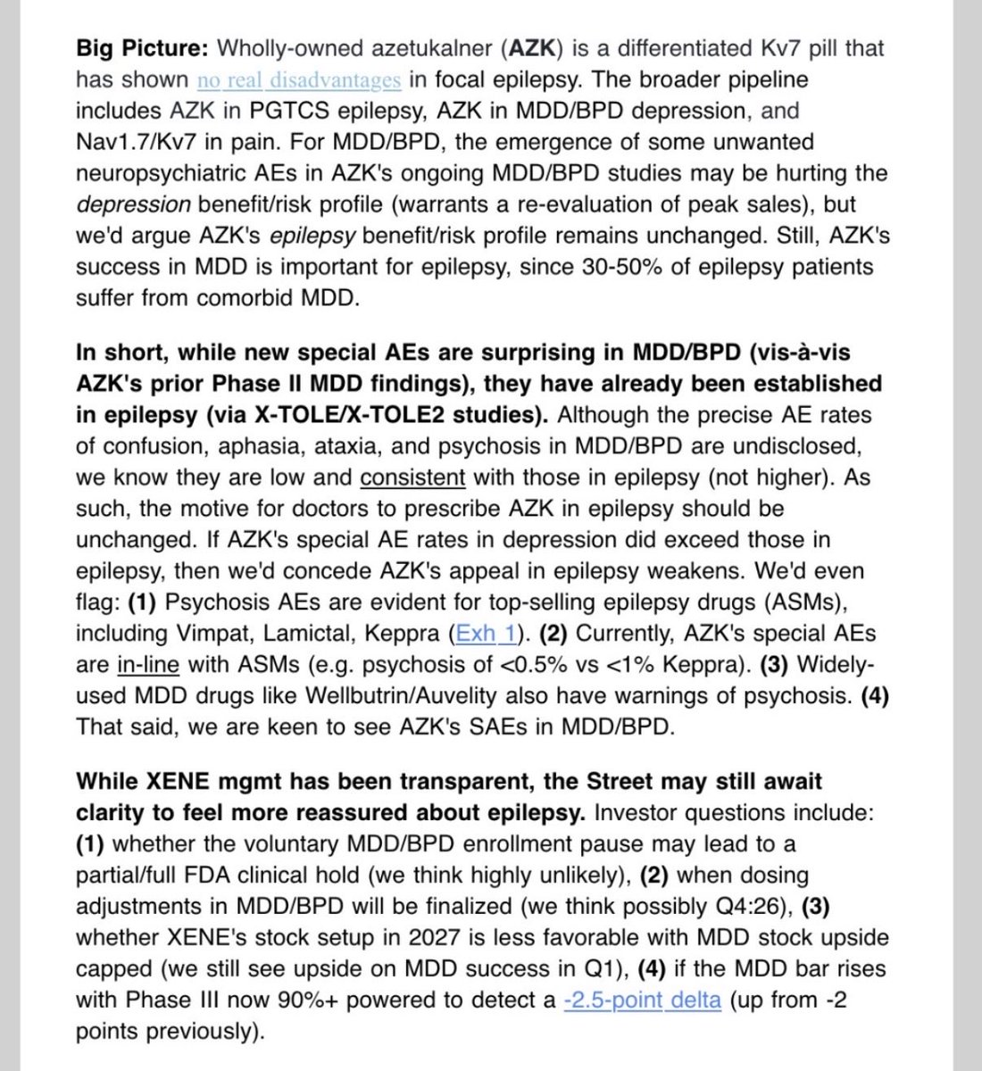 medtechmd's tweet photo. Jefferies perspective on $XENE voluntary MDD/BPD halt. https://t.co/VBaqSop0IA