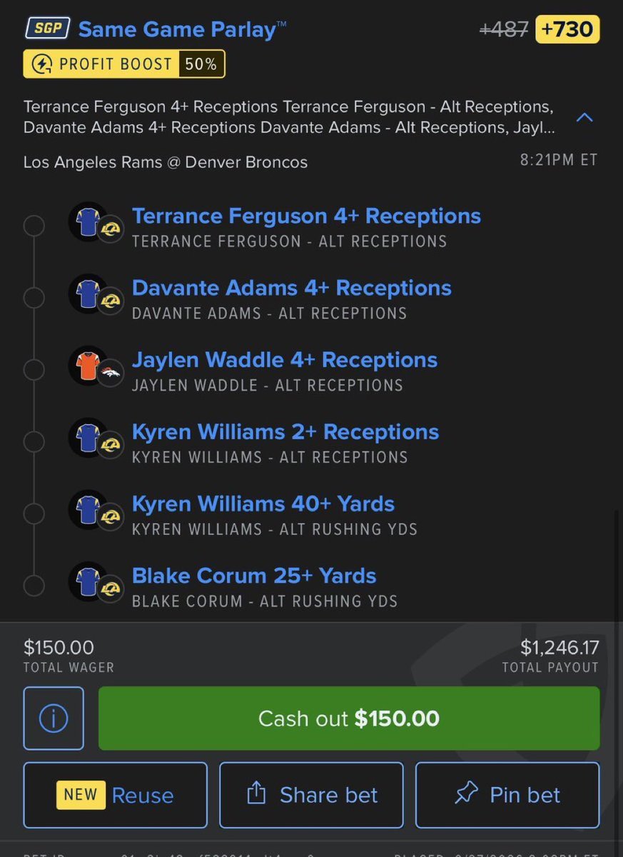 theQueenbook5's tweet photo. LAR/DEN +730
@Playbooki
JOIN THE FREE DISCORD ๐๐
https://t.co/xosbrBoH9s
#NFL #NFLProps #SGP #NFLBetting #GamblingTwitter #GamblingX #PrizePicks #FanDuel #DraftKings๏ฟฝ https://t.co/BgVS72RsDi