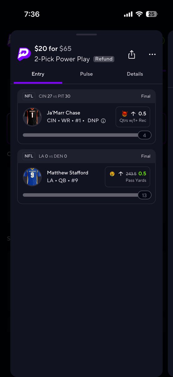 hookemem's tweet photo. @PrizePicks Stop trying to rig the system. Correct this. I was told you all were fixing it and instead I got a refund 😡. https://t.co/OuAhQnUhCP