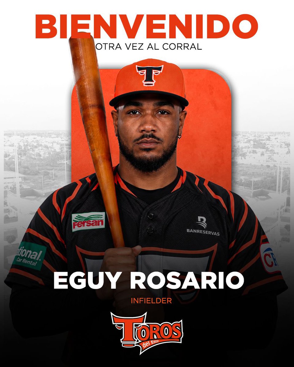 TorosdelEste's tweet photo. 🐂 ¡Bienvenido nuevamente a casa, Eguy!

El IF Eguy Rosario regresa a los Toros vía cambio desde los Leones del Escogido por los lanzadores Winston Santos, Leonardo Taveras y una selección de 7ma ronda del Draft 2027.

Rosario bateó .273, con 12 HR y 40 CE este verano en México. https://t.co/dqEFmk8xc5