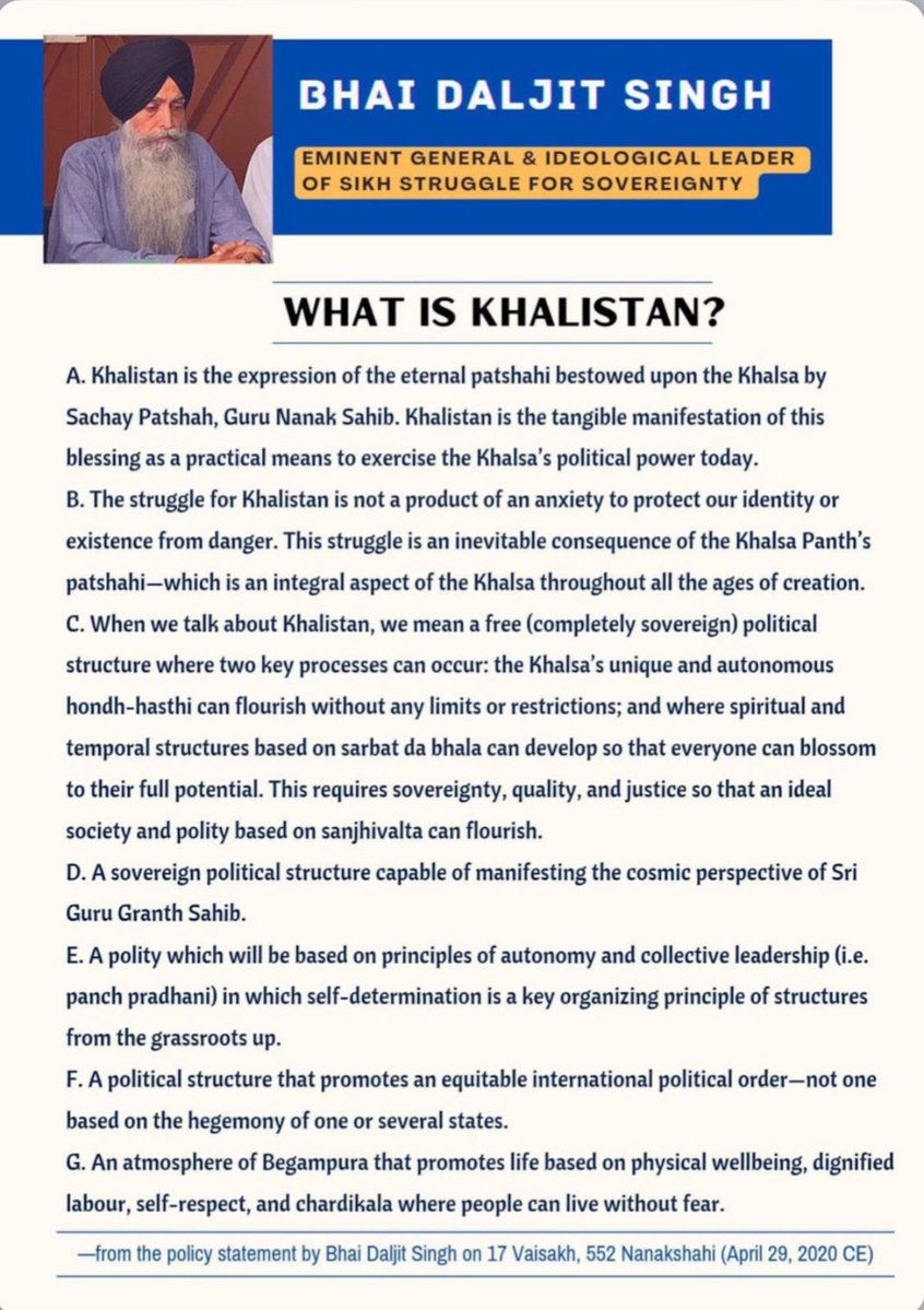 Balroopkaur16's tweet photo. Khalistan represents ideas of sovereignty, self-determination, justice, equality and collective dignity. Understanding these perspectives means engaging with the history, principles and political thought that have shaped the Sikh discourse around Khalistan. #SelfDetermination https://t.co/mwDFYLBFrW