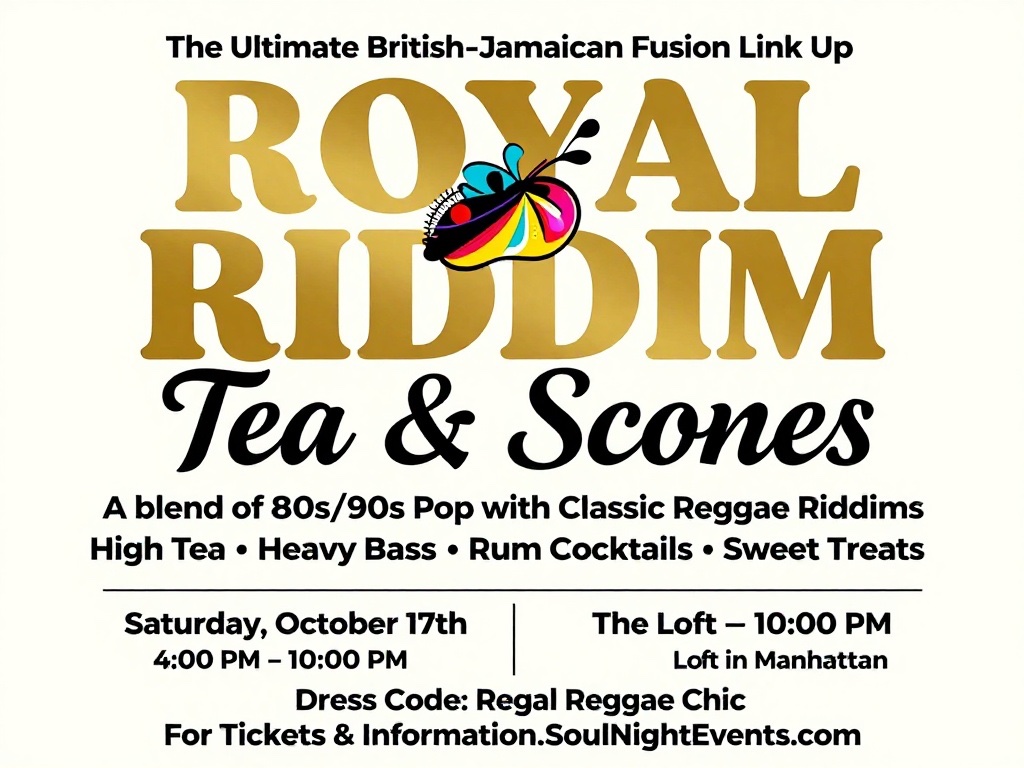 Randbreloaded's tweet photo. Something completely different to do in NYC?🗽Royal Riddims is a brilliant mashup of classy British teatime &amp; high-energy Jamaican reggae/retro pop. Buy tickets TODAY: https://t.co/LReQPNmAaQ #CuriousNewYorkers #NYCOffTheBeatenPath #UniqueNYCEvents #NYCThingsToDo #SoulNightEvents https://t.co/IyhfyotJzs