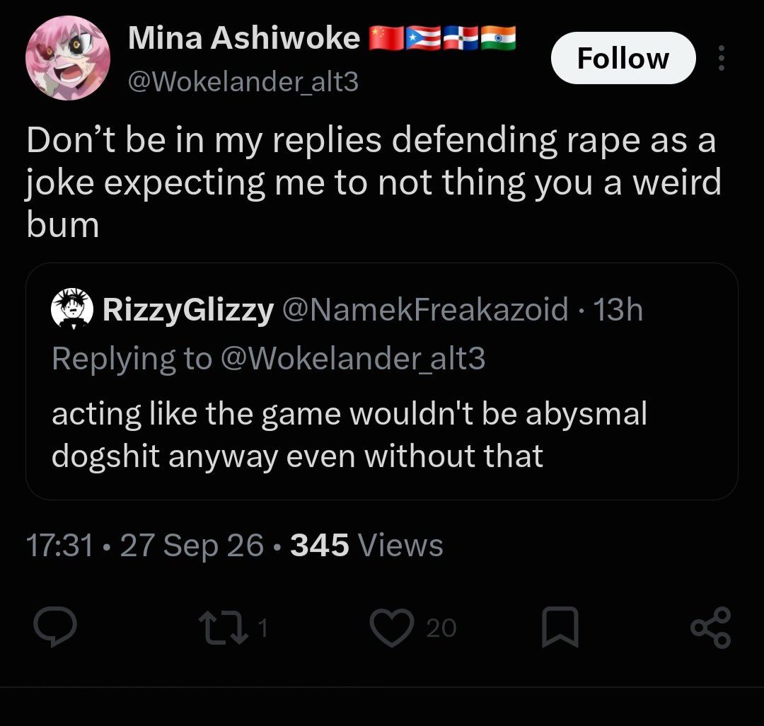 NamekFreakazoid's tweet photo. calls me a rape apologist over misreading my tweet, blocks me so I can't explain the misunderstanding and refuses to listen to anyone else who comments about it???? I know my account's been nothing but Kirby lately but this genuinely pissed me off and I had to talk about it https://t.co/CtwrB9SUpL