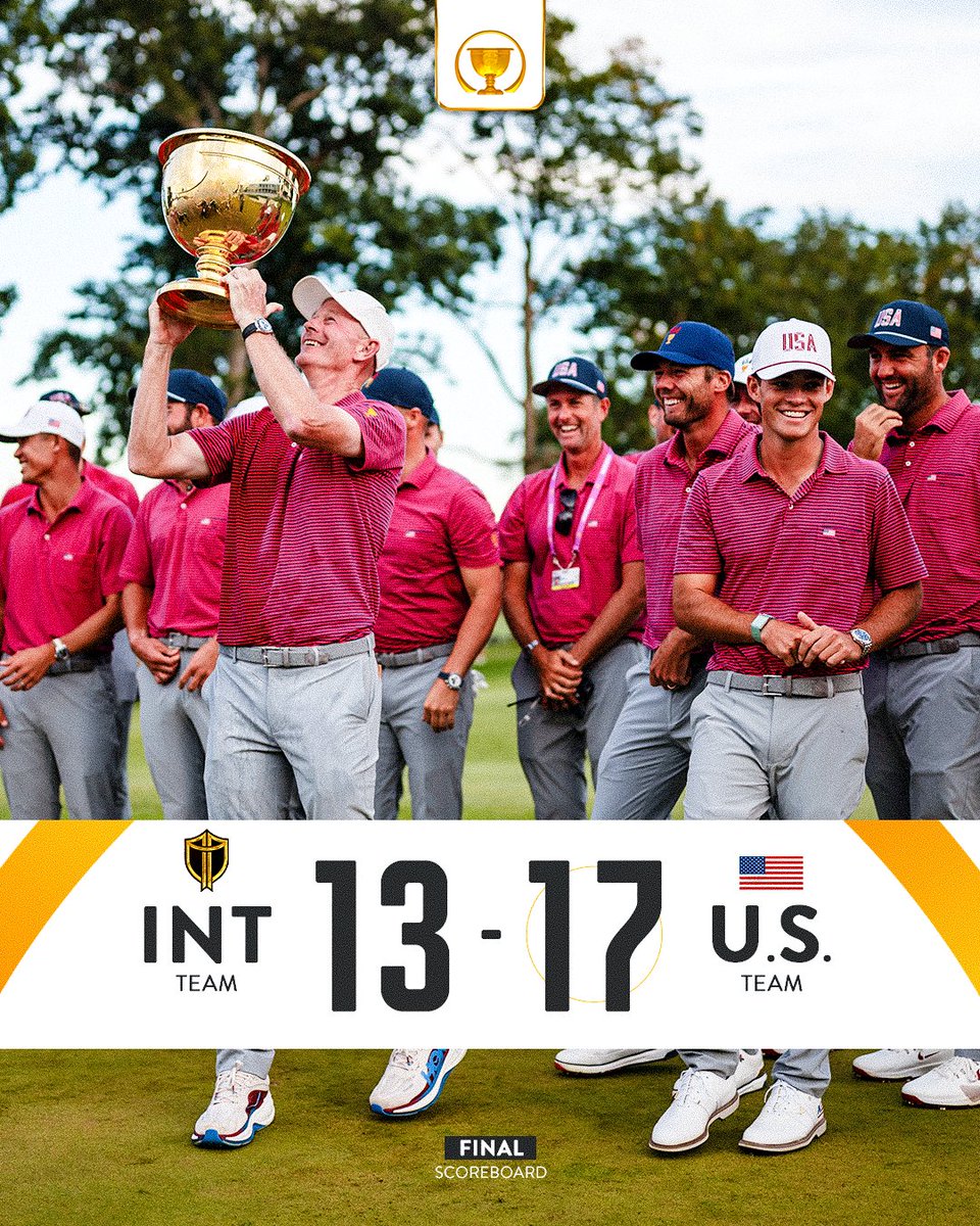 PresidentsCup's tweet photo. The final tally.

The U.S. Team wins the 2026 Presidents Cup, 17-13.

#PresidentsCup | #USTeam https://t.co/cuZBiCLbVP