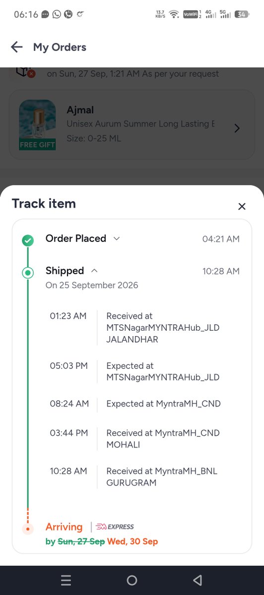 Shubha33214's tweet photo. @myntra 
Worst service by myntra
Order delivery date change without any reason
No tracking details available
No accountability https://t.co/FknrNX4HFM