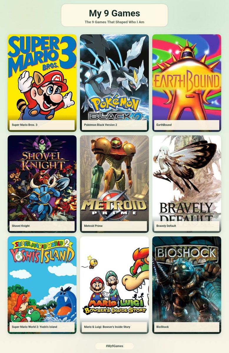 Amuako's tweet photo. These are the 9 games that shaped me into the weirdo I am!! I'm honestly surprised that not a single persona game made the top 9. https://t.co/YHhsgZAfBh