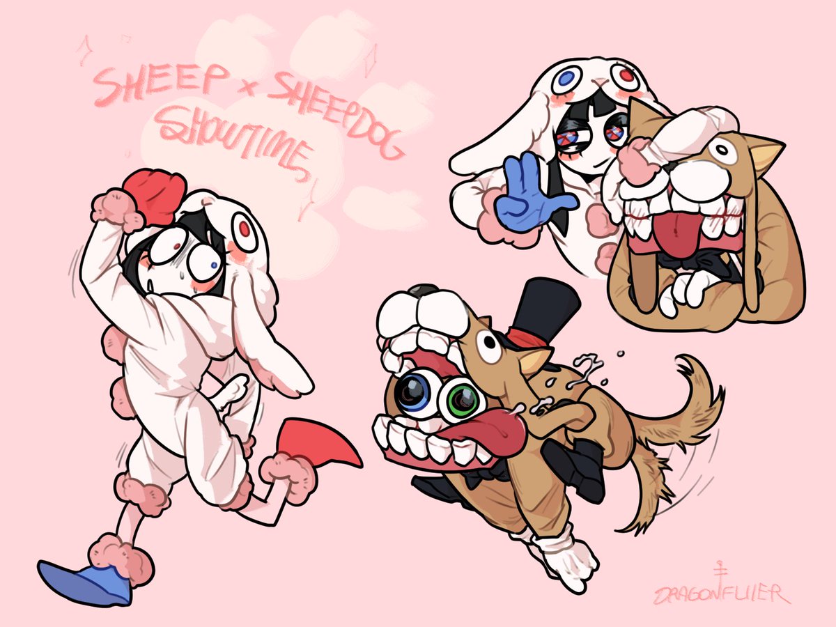 dragonfliier's tweet photo. Sheep x Sheepdog Showtime #Showtime #ShowtimeTADC #TheAmazingDigitalCircus

I sort of like the dog Caine design a lot, I may use it again. https://t.co/ubxnMldmsg