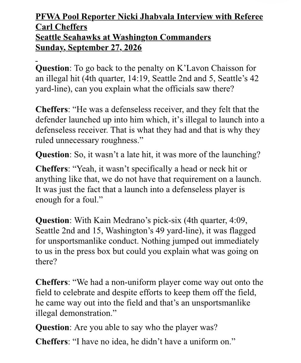 NickiJhabvala's tweet photo. Pool report on the unnecessary roughness penalty against K’Lavon Chaisson and the flag for unsportsmanlike conduct after Kain Medrano’s pick-six in the fourth quarter https://t.co/6VwiYznRxC