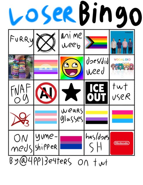 4ppl3e4ters's tweet photo. LOSER BINGO!!! https://t.co/73CHJJm2lj