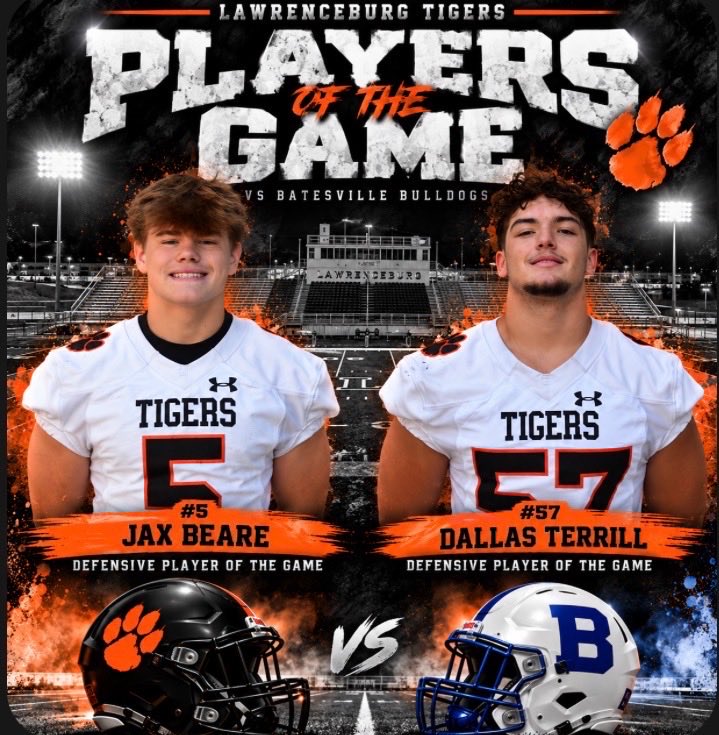 LBurgFootball's tweet photo. The defense brought the heat! Join us in celebrating our Defensive Players of the Game from our 35-20 Week 6 victory over Batesville! Way to make plays, Tigers! Go Tigers! https://t.co/T0TcHUe4L6