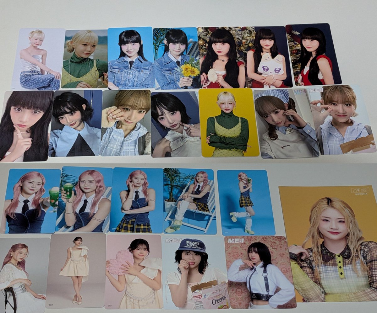 ayanedebuttt's tweet photo. ME:I グッズ トレカ 交換

譲  画像1~3(元メン含む全メンバーあり）

求  画像4~6(赤枠激求>消えていないもの)

10/3関東オフラまたは10/10STARフェス手渡しのみ、郵送❌

基本交換のみ、買取希望の場合要相談

桃奈、文寧、恵子であれば何でも検討します！お気軽にお声がけください！！
#ME_I交換 https://t.co/J21j5465gX