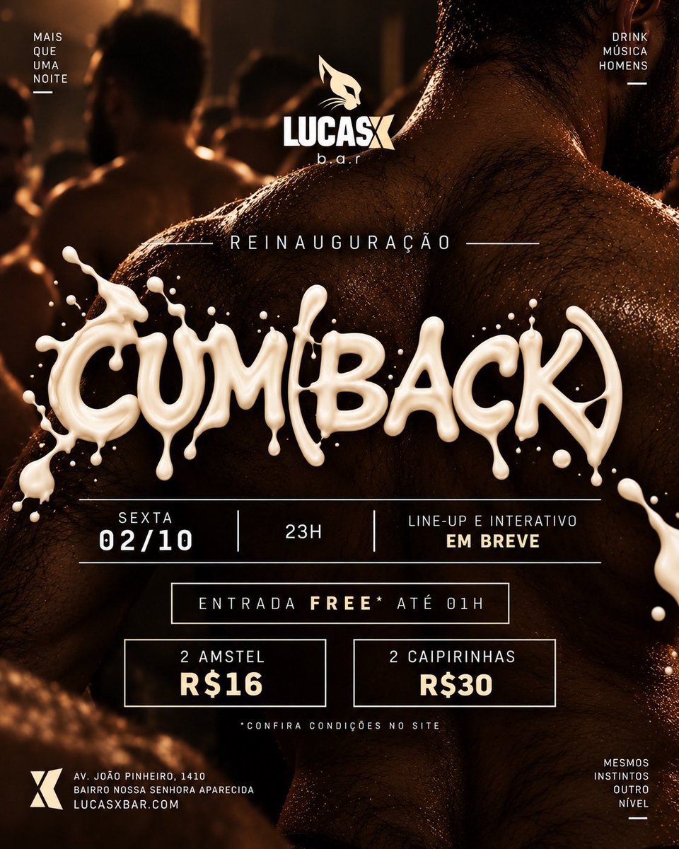 lucasxsexbar's tweet photo. O Lucasx retorna suas atividades em novo endereço a partir de 02/10! Confira a agenda da semana e vem com o NOVO gatinho 🐈‍⬛ https://t.co/EB2eDIJgFk https://t.co/JBpfPGngeq