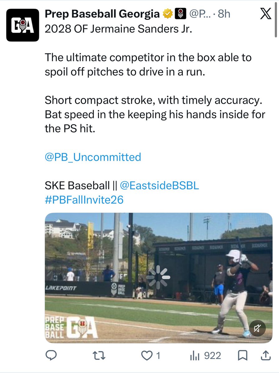 JermaineSand0's tweet photo. Really good weekend at the plate seeing the ball well and putting some good swings together. Didn’t turn out in our favor but Good weekend. #uncommitted https://t.co/at6UD9BWoq