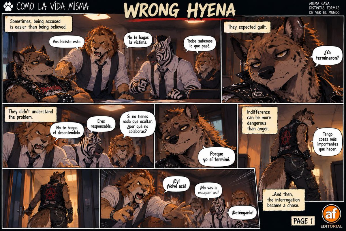 AngusFreyr's tweet photo. The Wrong Hyena 🐾
#ComoLaVidaMisma #WrongHyena #Furry #FurryFandom #FurryCommunity #FurryArt #FurryComic #FurryLGBT #LGBTQFurry #QueerFurry #LGBTQ #Queer #Pride #AnthroArt #HyenaFurry #FurryHumor #FurryCulture #FurryLatino #FurryArgentina https://t.co/1SUVKdLUzA