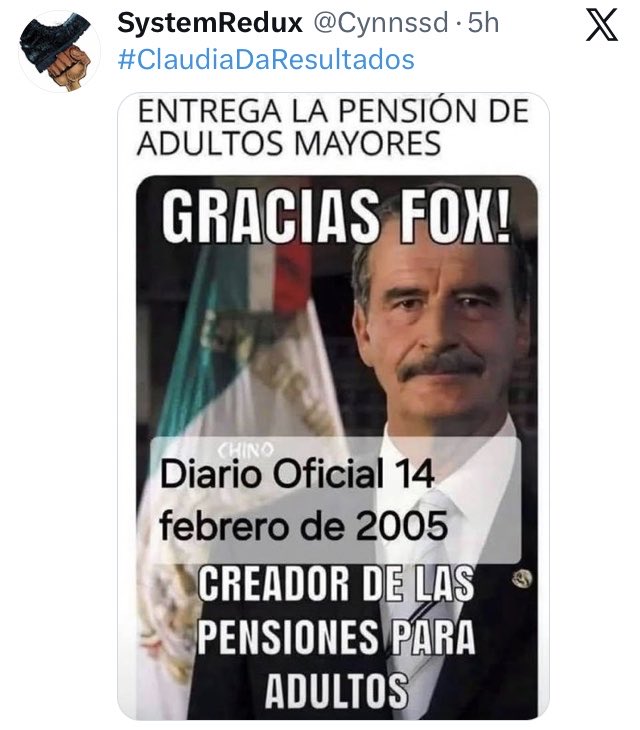 caminante1012's tweet photo. Quien inicio el pago de Pensión para Adultos Mayores: Aunque no creo que los Chairos sepan consultar el DOF, lloran porque fue @VicenteFoxQue https://t.co/YxR4awumpr