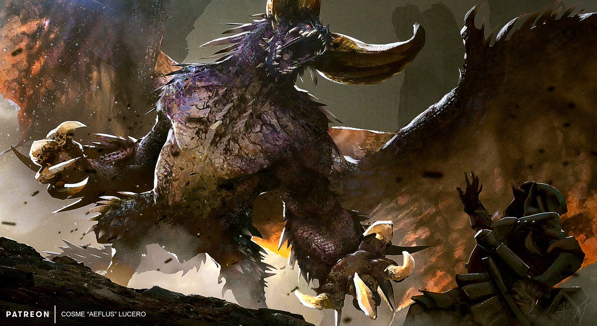 cosmelucero's tweet photo. Nergigante appreciation post, always a blast painting it.
#monsterhunter #fanart https://t.co/yRQrn8wveV