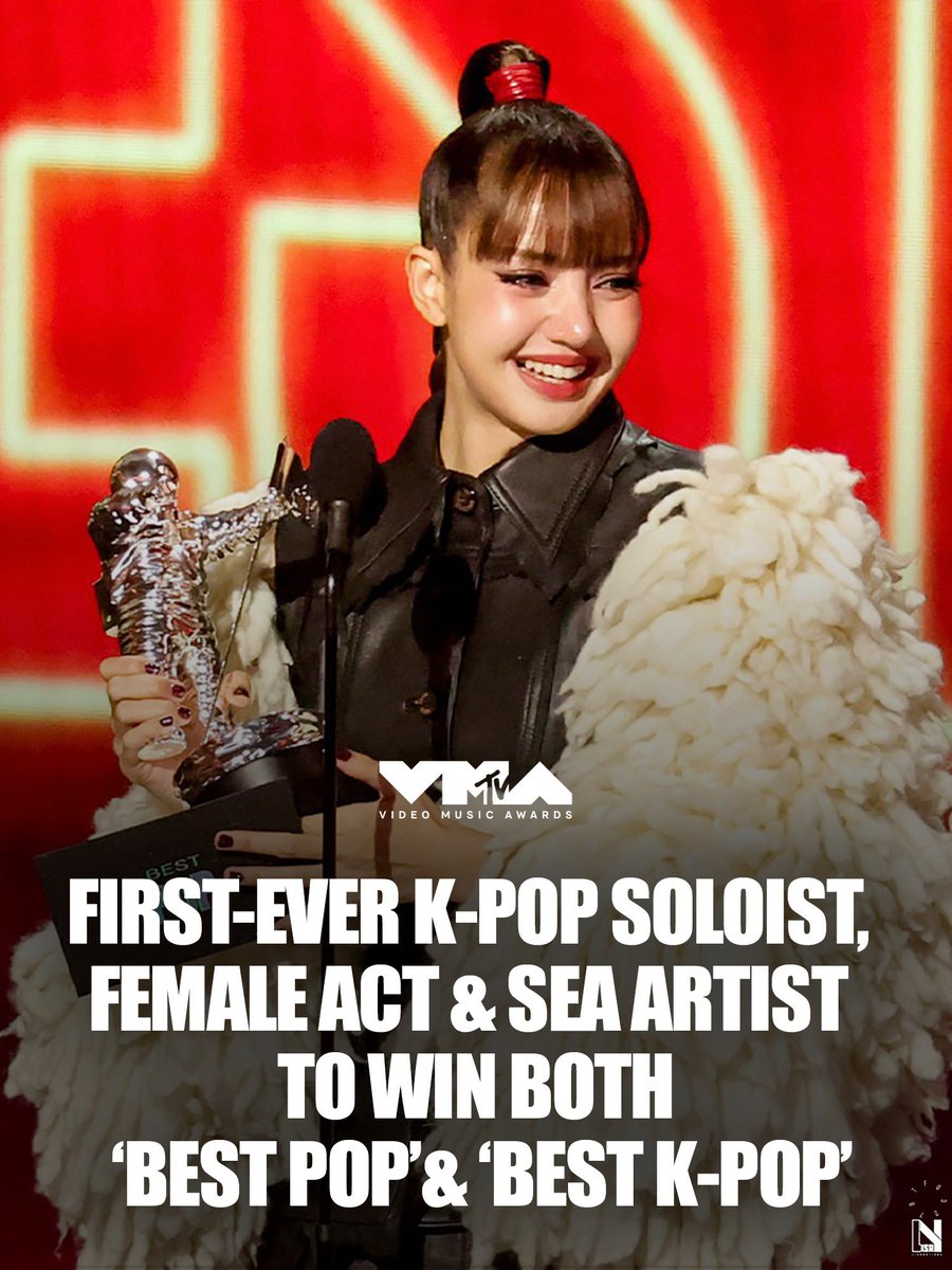 LISANATIONS_'s tweet photo. #LISA becomes the FIRST-EVER Southeast Asian artist, K-pop Soloist &amp; Kpop Female Act in history to win both ‘Best K-Pop’ and ‘Best Pop’ at the #VMAs🏆 @wearelloud https://t.co/2cMkPKKkC4
