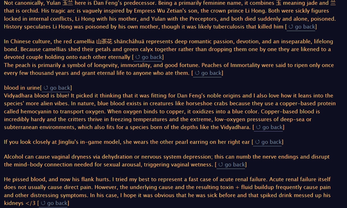 _moon_nugget_'s tweet photo. oomfies I know it's been months, but do we fuck with these little notes and tidbits at the end of each chapter? :'3 I think they're quite informative and can be a little funny sometimes + they also give some insight on the worldbuilding, but coding them in is so hard (´•︵•`) https://t.co/9Id85dAag9