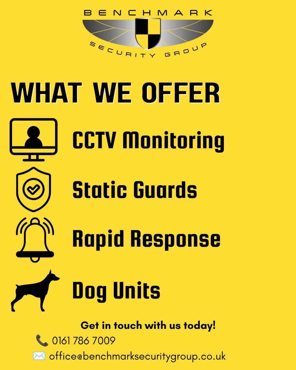 BenchmarkSGP's tweet photo. Get a free, personalised quote for your home or business security today!
Contact us for information about our services👇🏼
🔗 Head Office: 0161 786 7009
🔗 Installations team: 0161 511 3263
🔗 info@benchmarksecuritygroup.co.uk

#CCTVInstallation #SecuritySystems #GreaterManchester https://t.co/Jp9srXgpY5