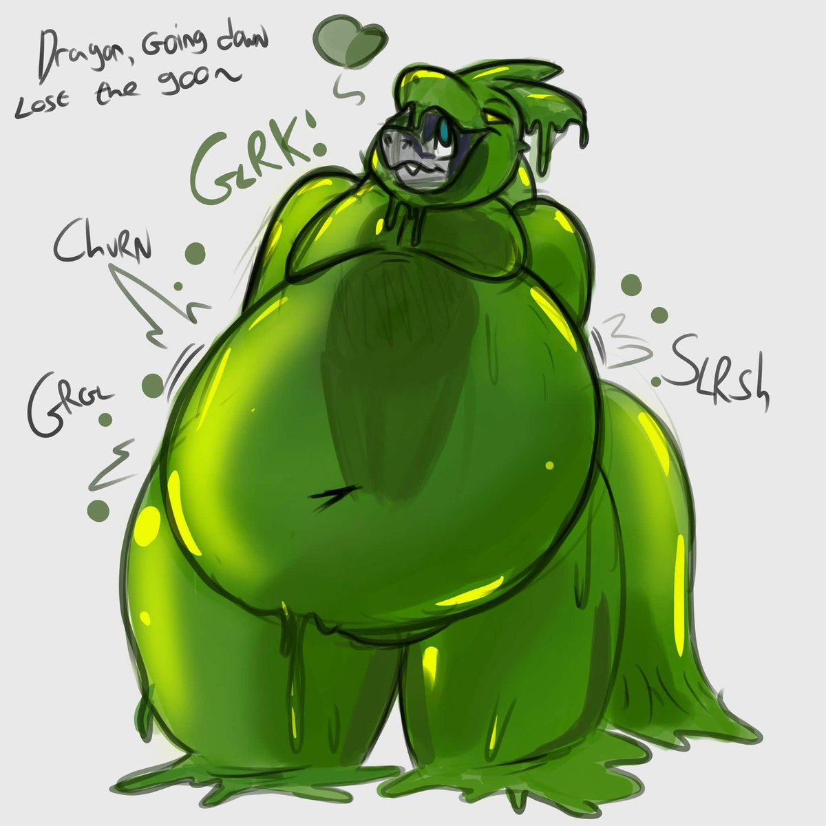 lavandark's tweet photo. Showing you off as a silhouette trapped in my belly~ 💚

Impossible to escape, the slime wobbling around you with every heavy step I take~ Your movements are heavy and slow~ 

Teasing others about how if they’re not careful they could end up like you~ 💚 https://t.co/rhx1chKDNQ