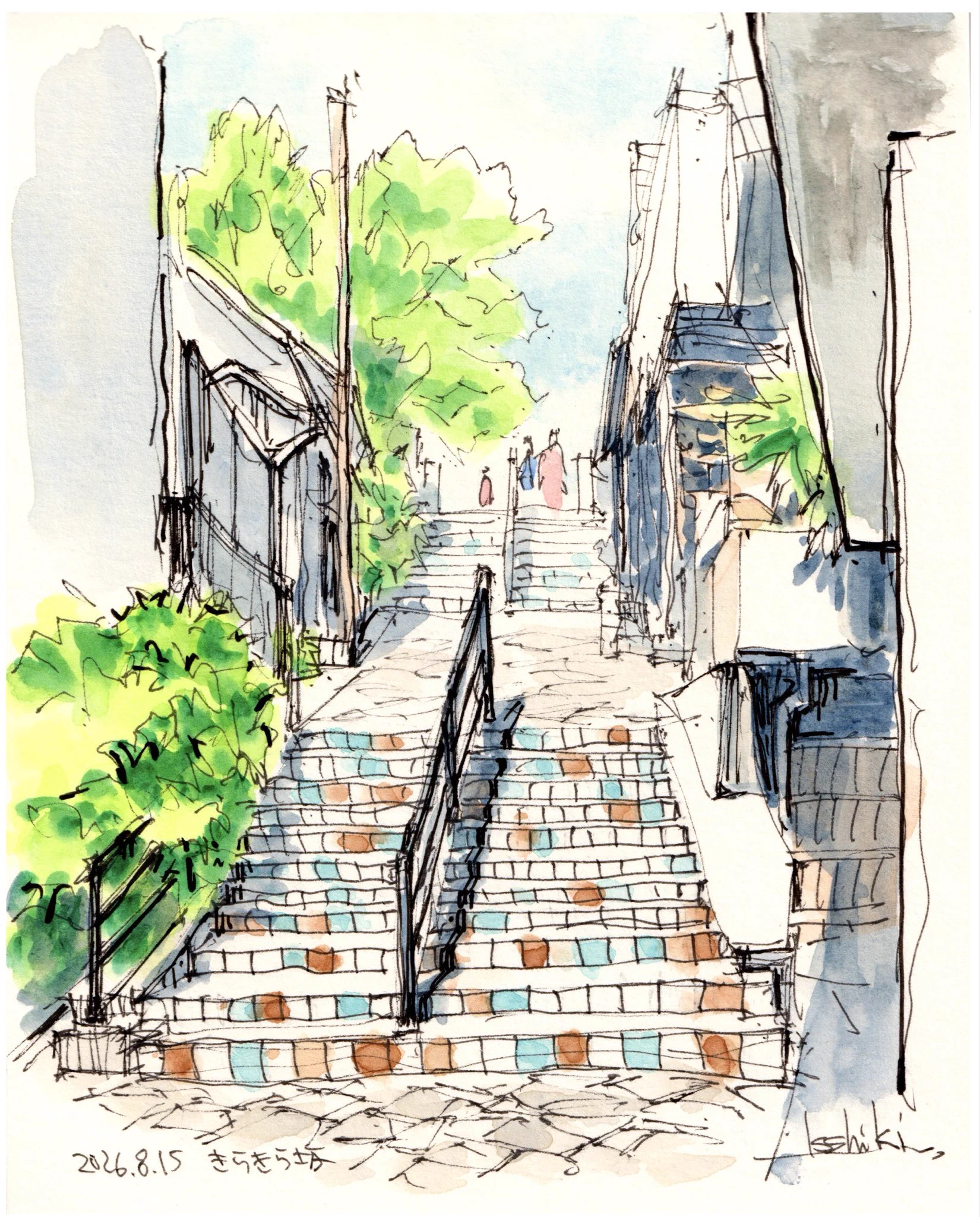 【原画】「お気に入りのあの場所で」 ペン 水彩画 一色俊秀 on X: 