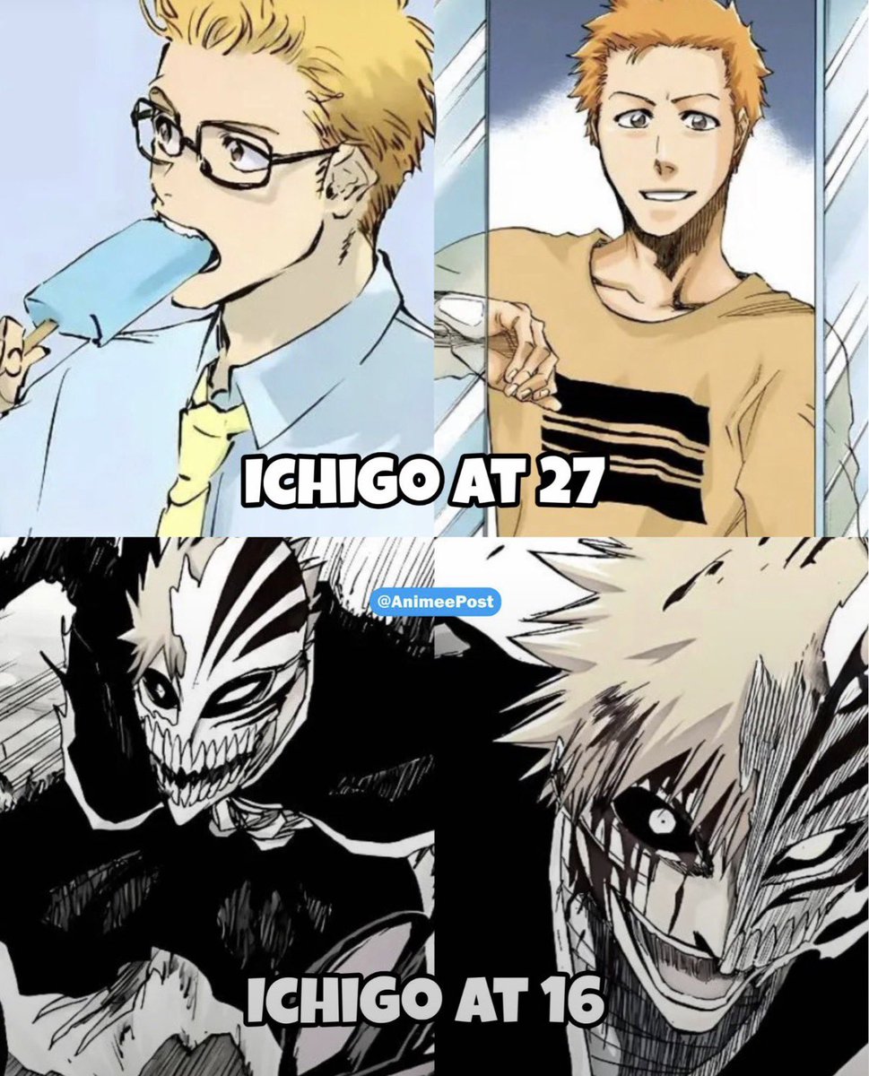 AnimeePost's tweet photo. Ichigo at 16 vs 27 https://t.co/OZxLqkwenf